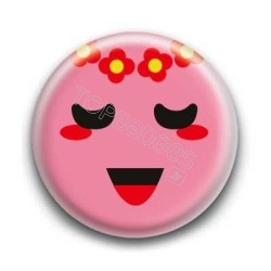 Badge : Smiley poétique rose