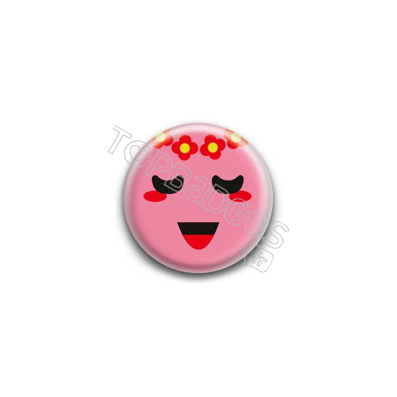 Badge : Smiley poétique rose