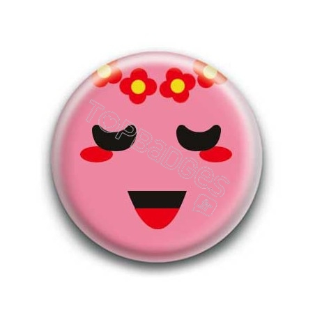 Badge : Smiley poétique rose