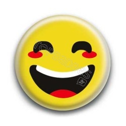 Badge : Smiley rieur jaune
