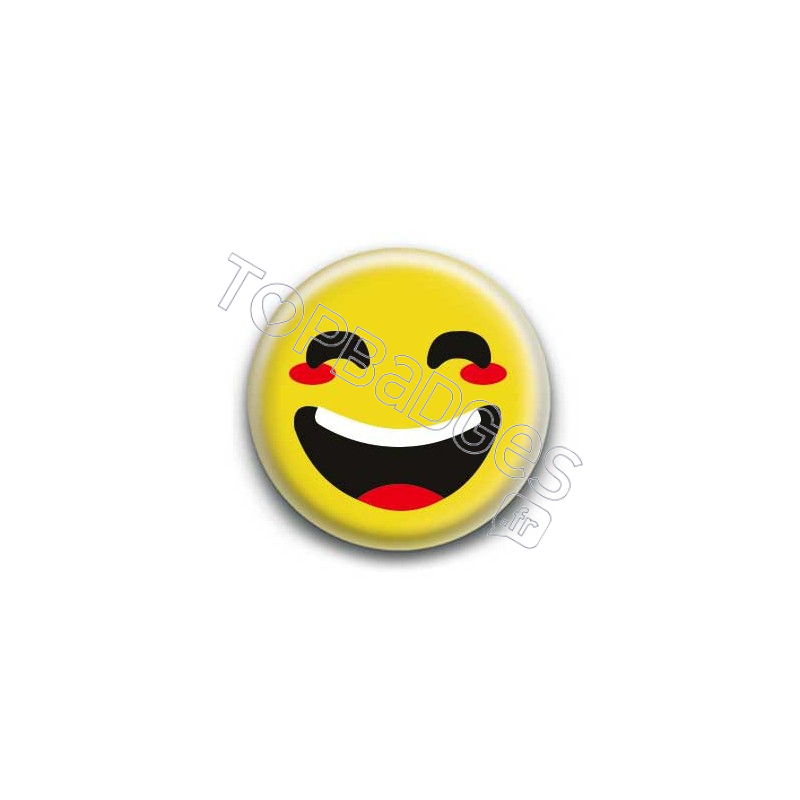 Badge : Smiley rieur jaune