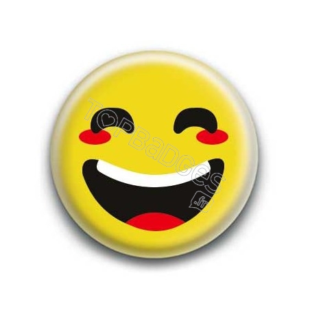 Badge : Smiley rieur jaune
