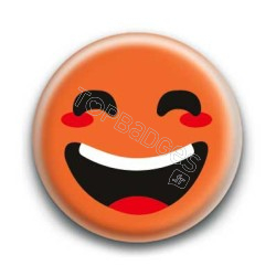 Badge : Smiley rieur orange