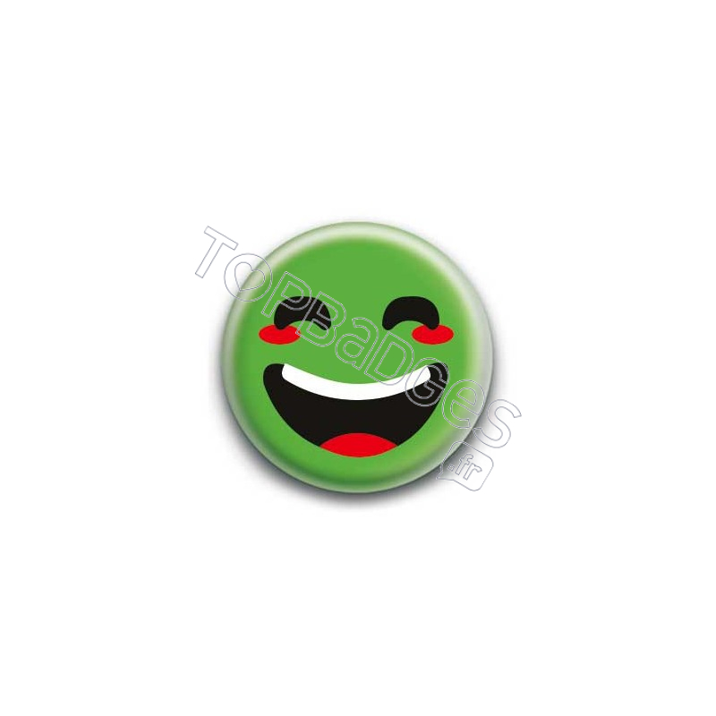 Badge : Smiley rieur vert