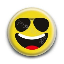 Badge : Smiley lunettes jaune