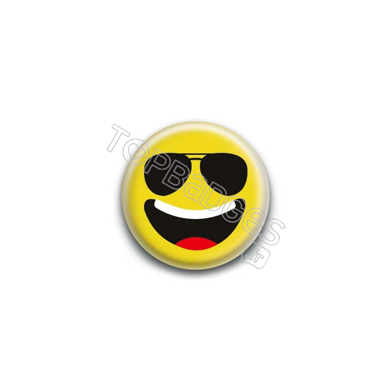 Badge : Smiley lunettes jaune