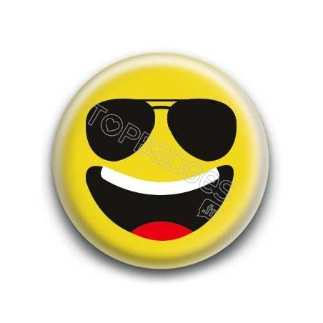 Badge : Smiley lunettes jaune