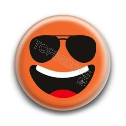 Badge : Smiley lunettes orange