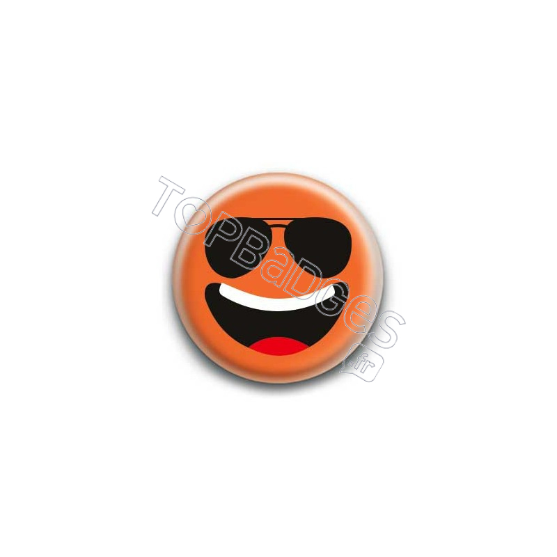 Badge : Smiley lunettes orange