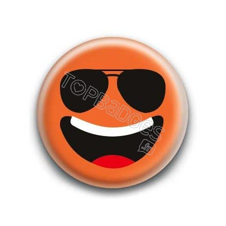 Badge : Smiley lunettes orange
