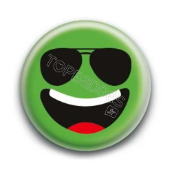 Badge : Smiley lunettes vert