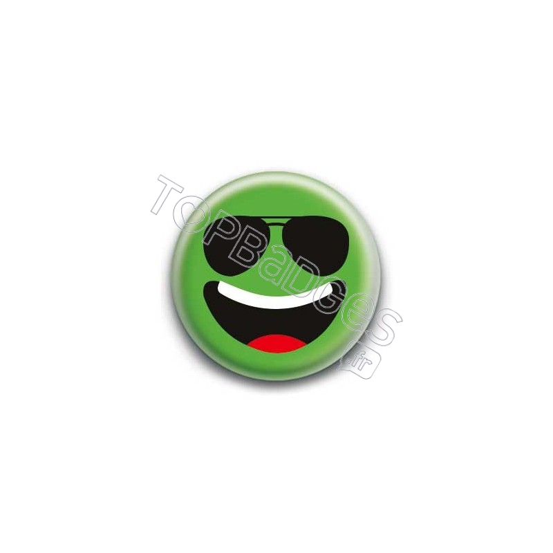 Badge : Smiley lunettes vert