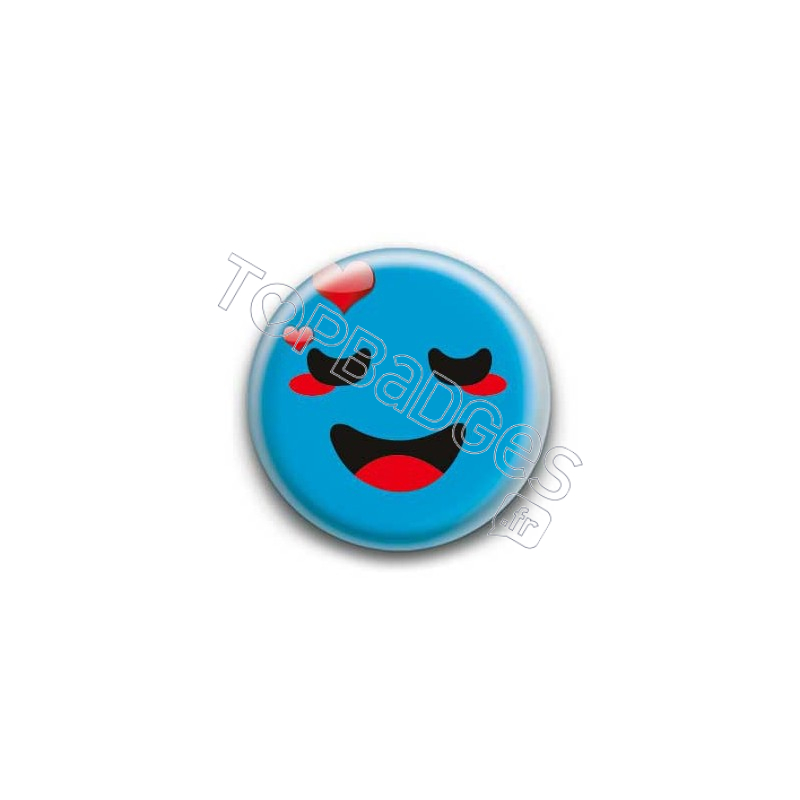 Badge : Smiley amoureux bleu