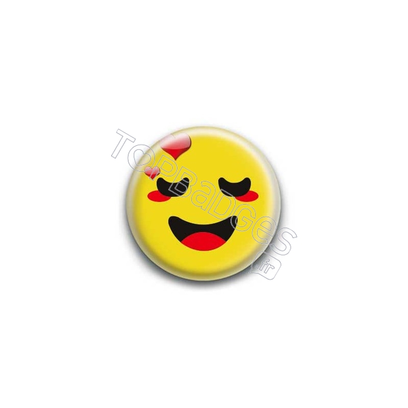 Badge : Smiley amoureux jaune