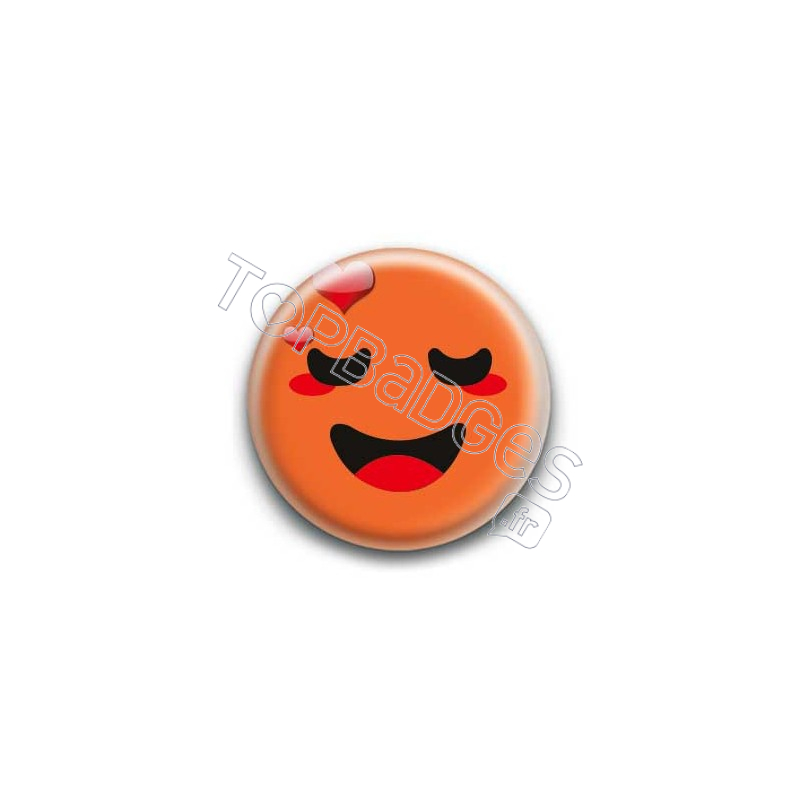 Badge : Smiley amoureux orange