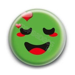Badge : Smiley amoureux vert