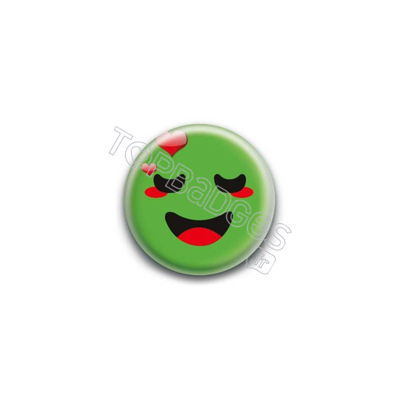 Badge : Smiley amoureux vert