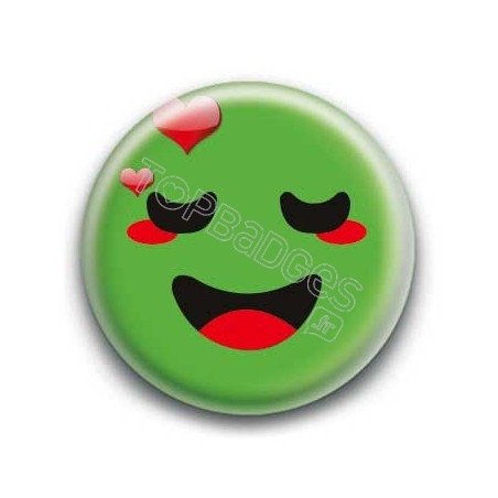 Badge : Smiley amoureux vert
