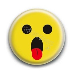 Badge : Smiley langue jaune