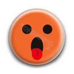 Badge : Smiley langue orange