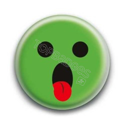 Badge : Smiley langue vert