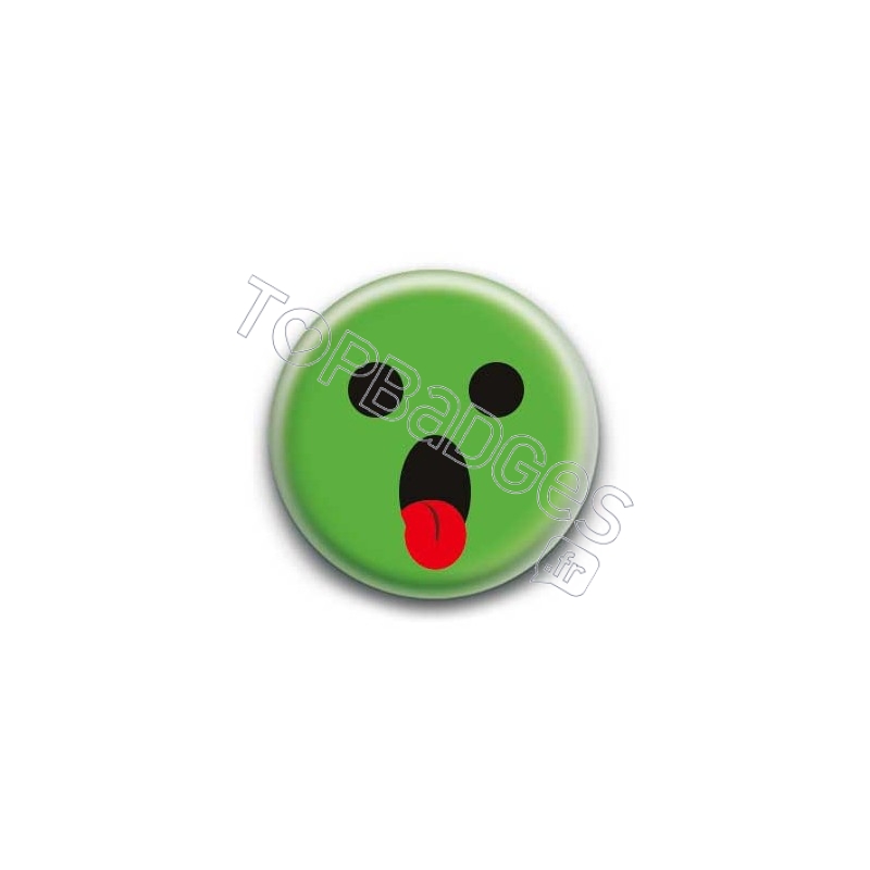 Badge : Smiley langue vert