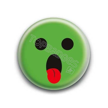 Badge : Smiley langue vert