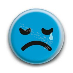 Badge : Smiley triste bleu