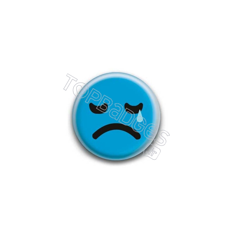 Badge : Smiley triste bleu