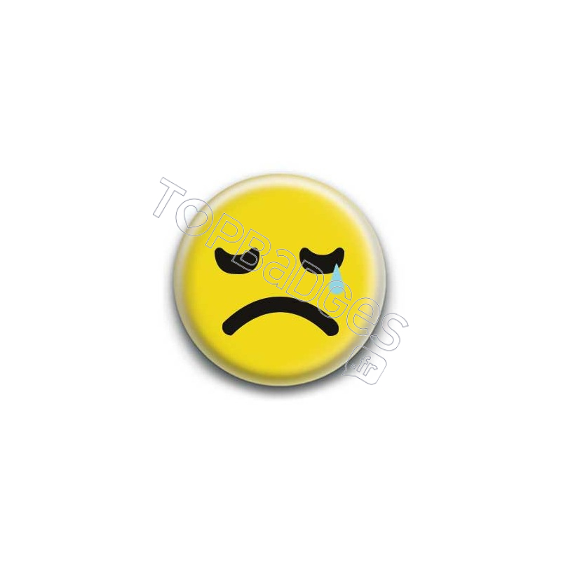 Badge : Smiley triste jaune