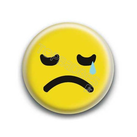 Badge : Smiley triste jaune