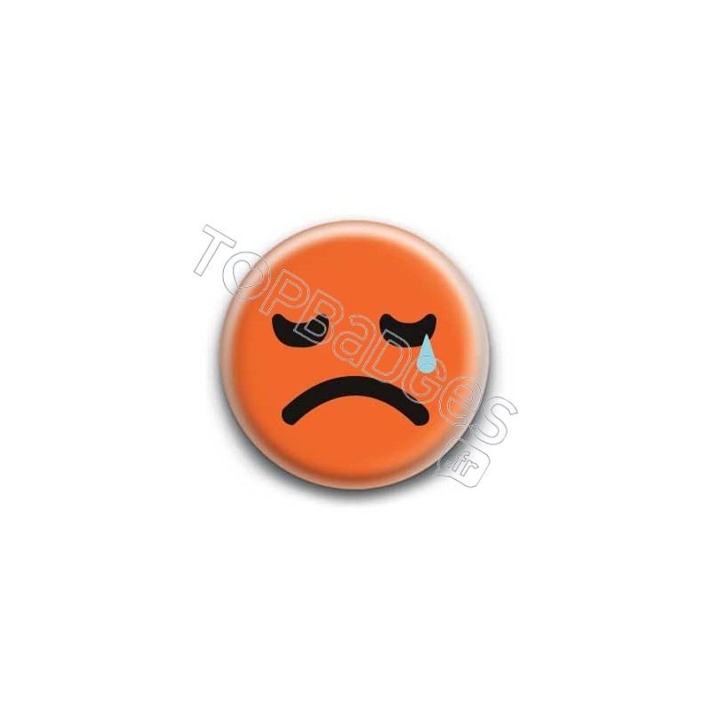 Badge : Smiley triste orange