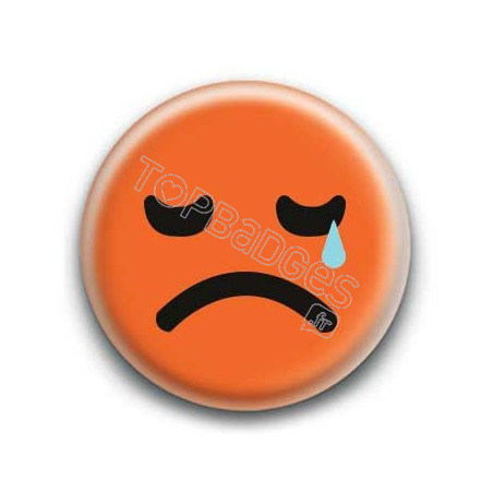 Badge : Smiley triste orange