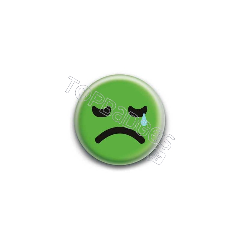 Badge : Smiley triste vert