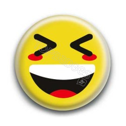 Badge : Smiley mort de rire jaune