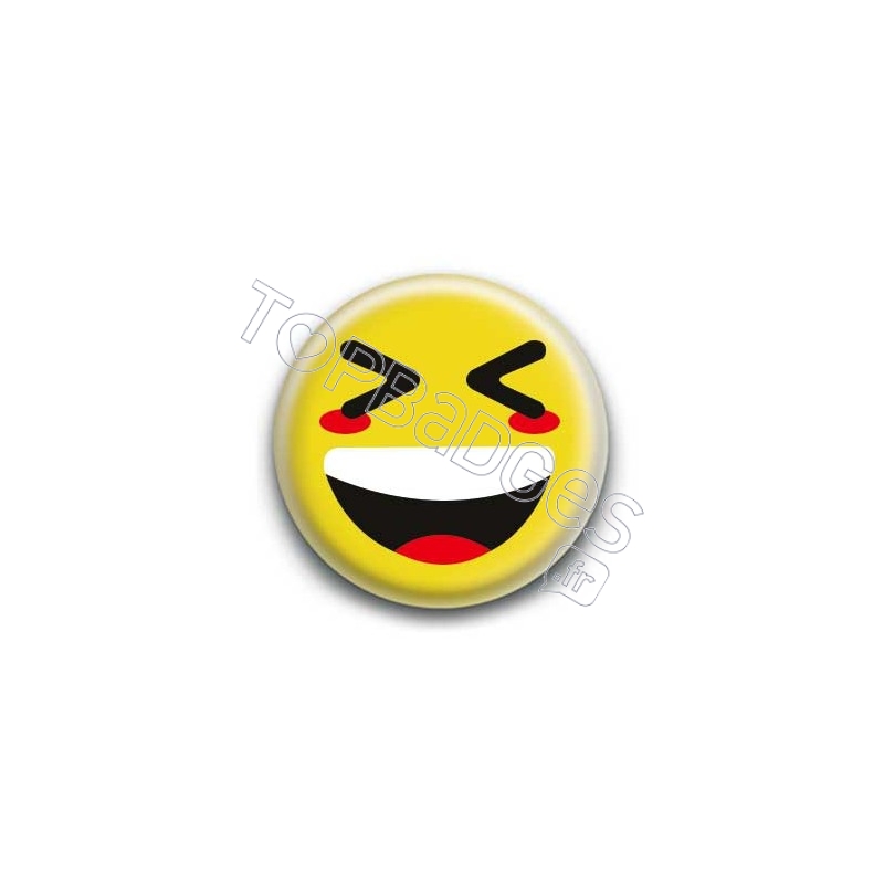 Badge : Smiley mort de rire jaune