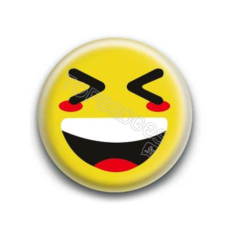 Badge : Smiley mort de rire jaune