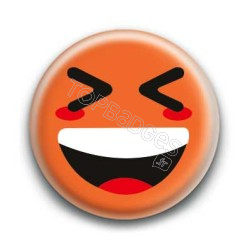 Badge : Smiley mort de rire orange