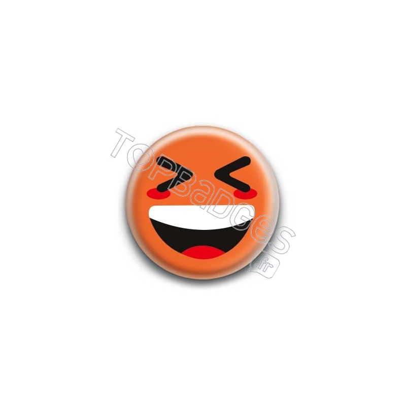 Badge : Smiley mort de rire orange