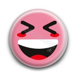 Badge : Smiley mort de rire rose