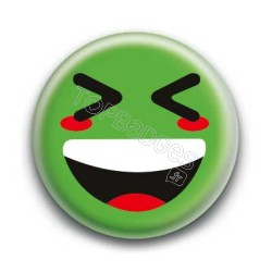 Badge : Smiley mort de rire vert