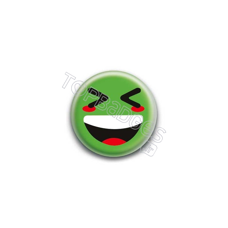 Badge : Smiley mort de rire vert