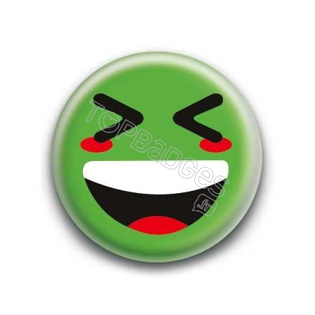 Badge : Smiley mort de rire vert