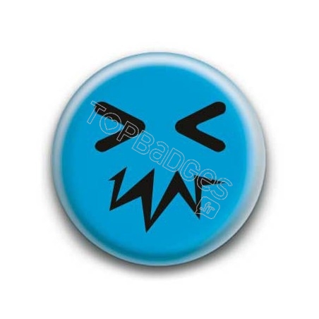 Badge : Smiley zinzin bleu