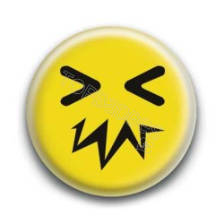 Badge : Smiley zinzin jaune