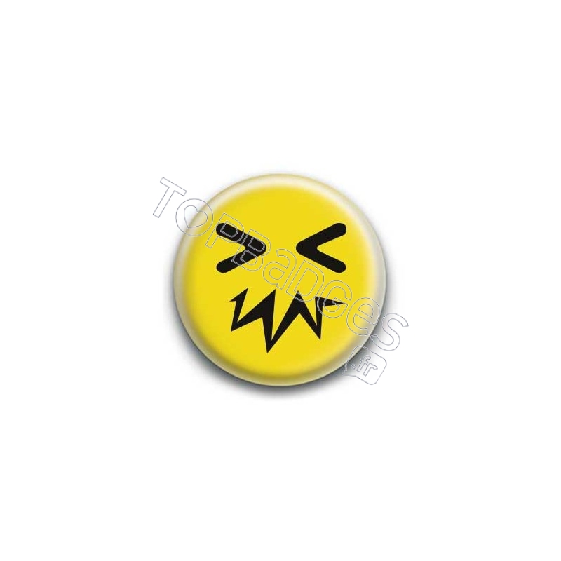 Badge : Smiley zinzin jaune