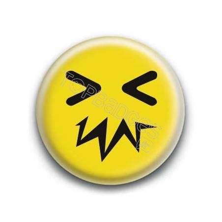 Badge : Smiley zinzin jaune
