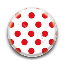 Badge : Pois rouges sur fond blanc