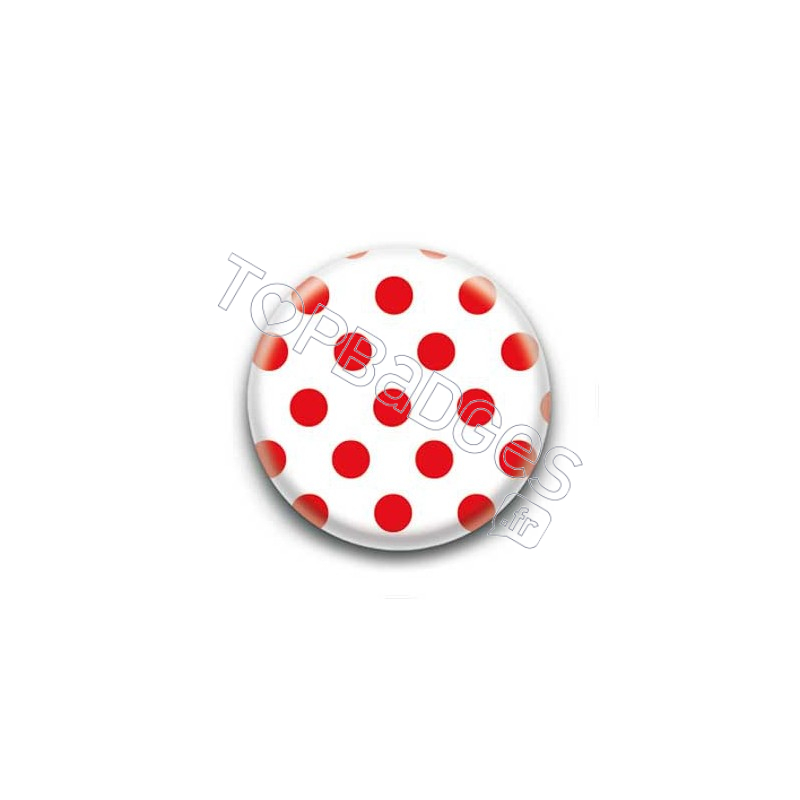 Badge : Pois rouges sur fond blanc