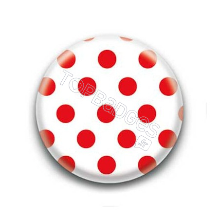 Badge : Pois rouges sur fond blanc